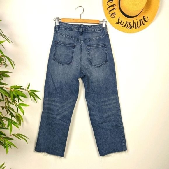 Daily Ritual Straight Leg Cropped Jeans 25 Button Fly Raw Hem Cutoff - Picture 5 of 13